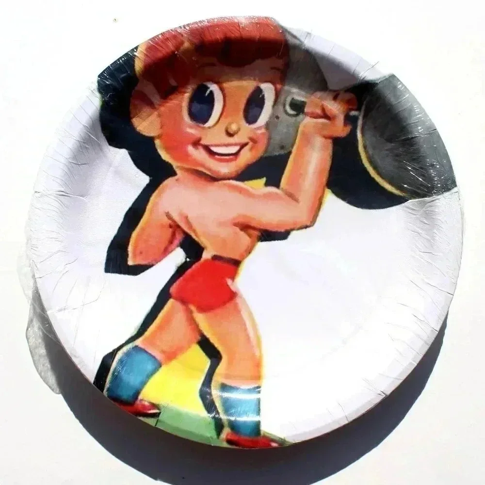 Body Builder Lifting Weight KIDS - 8 Pack - Vintage Inspired Decor Paper Plate